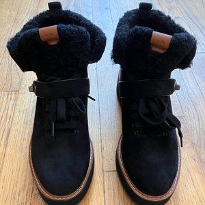 Coach fuzzy snow boot - platform black sz 10